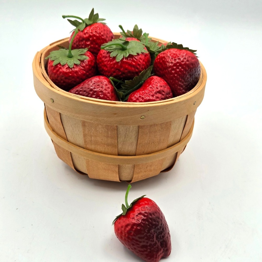 Classic Basket of Strawberries Country Cottage Core Farmhouse